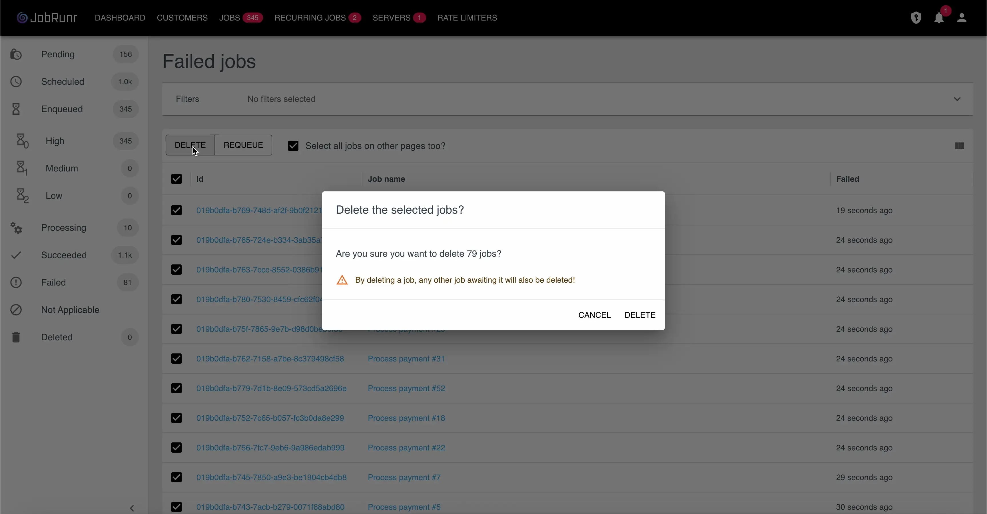 To prevent misclicks, the UI shows a confirmation dialog for all destructive actions.